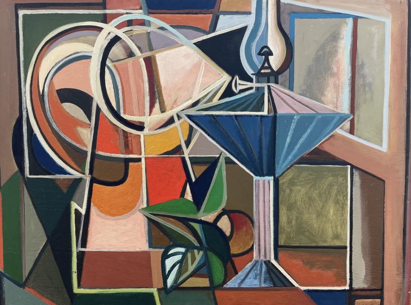 Nature morte, lampe à huile et fruits, septembre 1983