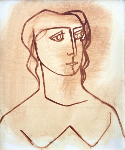 Portrait féminin esquissé, février 1981