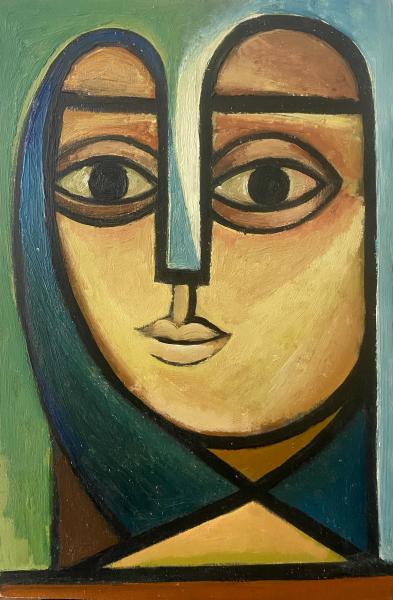 Visage, fond vert, mai 1977